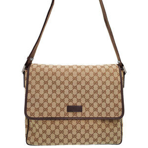 Gucci Original GG Canvas Flap Messenger Crossbody Bag Brown